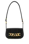 VALENTINO GARAVANI BLACK LEATHER SMALL VLOGO CHAIN CROSSBODY BAG