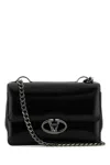 Valentino Black Leather Small Vlogo Shoulder Bag In Black