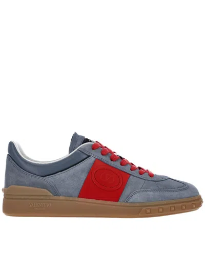 Valentino Garavani Valentino Black Leather Sneakers In Gray