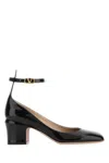 VALENTINO GARAVANI BLACK LEATHER TAN-GO PUMPS