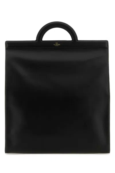 VALENTINO GARAVANI BLACK LEATHER TOTE BAG