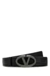 Valentino Leather Belt With Adjustable Length And Embellished Buckle In Neroblackdiamond