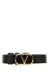 Valentino Black Leather Vlogo Bracelet In Nero