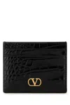 Valentino Black Leather Vlogo Card Holder