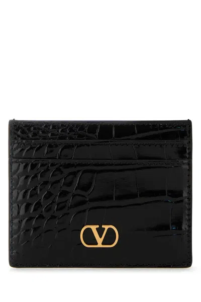 Valentino Garavani Black Leather Vlogo Card Holder
