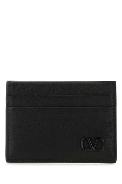 Valentino Garavani Black Leather Vlogo Card Holder
