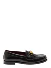 Valentino Black Leather Vlogo Chain Loafers In Multi