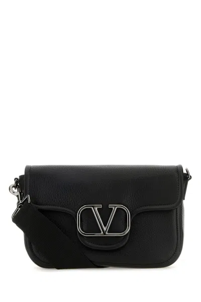 Valentino Garavani Black Leather Vlogo Crossbody Bag
