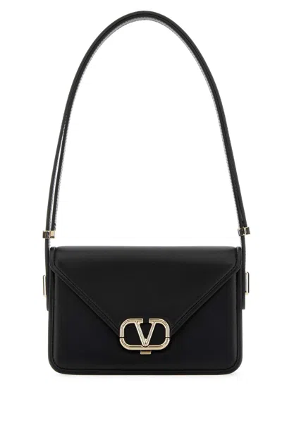 Valentino Garavani Black Leather Vlogo Crossbody Bag In Nero