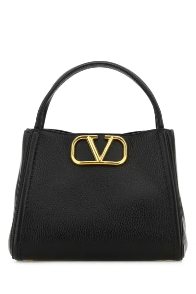 Valentino Garavani Black Leather Vlogo Handbag