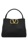 Valentino Black Leather Vlogo Handbag In Nero