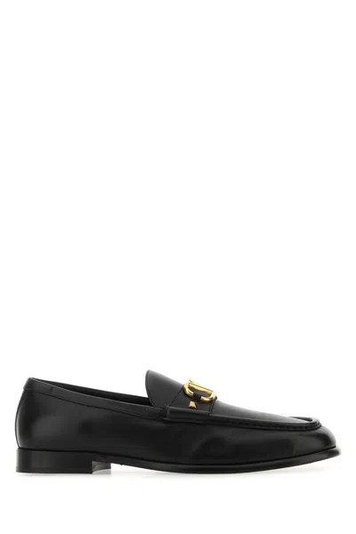 Valentino Garavani Black Leather Vlogo Loafers