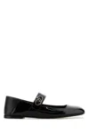 Valentino Garavani Vlogo Locker Mary-jane Ballerina In Eel With Flower Application Woman Black 37.5 In Nero