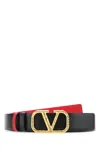 Valentino Garavani Reversible Vlogo Signature Belt In Glossy Calfskin 40 Mm Woman Black/pure Red 065
