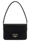 Valentino Black Leather Vlogo Shoulder Bag