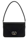 Valentino Black Leather Vlogo Shoulder Bag In Black