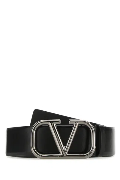 Valentino Garavani Black Leather Vlogo Signature Belt