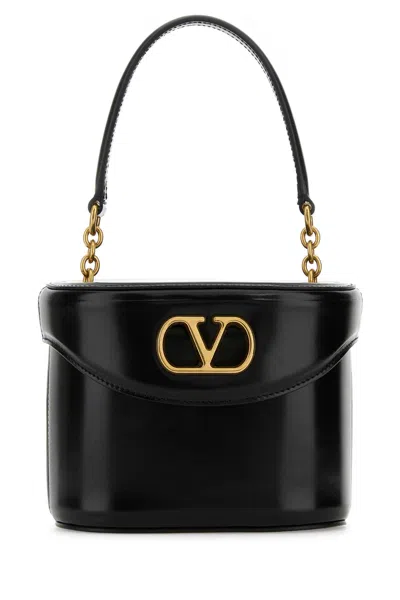 Valentino Garavani Black Leather Vlogo Signature Bucket Bag