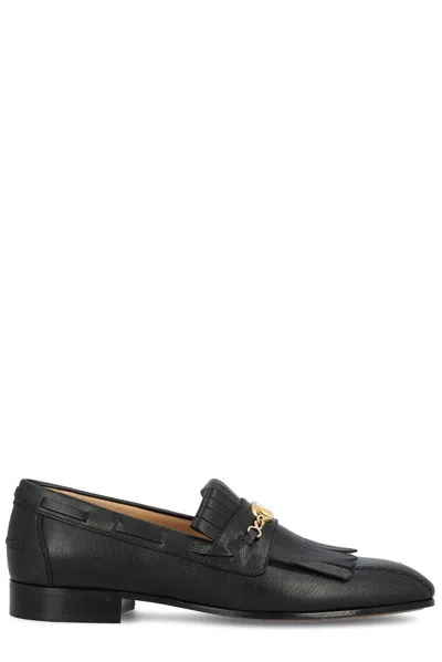 VALENTINO GARAVANI BLACK LEATHER VLOGO SIGNATURE LOAFERS