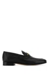 Valentino Logo-embellished Full-grain Leather Loafers In Black