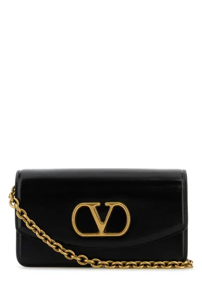 Valentino Garavani Black Leather Vlogo Signature Shoulder Bag