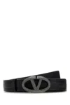 Valentino Black Leather Vlogo The Bold Edition Belt