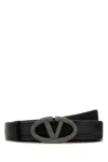 Valentino Leather Belt With Adjustable Length And Embellished Buckle In Neroblackdiamond