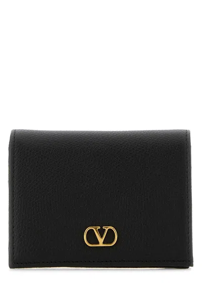 Valentino Garavani Black Leather Vlogo Wallet