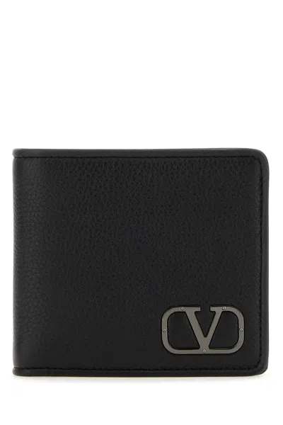 Valentino Garavani Black Leather Vlogo Wallet