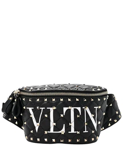 Valentino Garavani Valentino Black Leather Vltn Rockstud Spike It Belt Bag (authentic Pre-loved)
