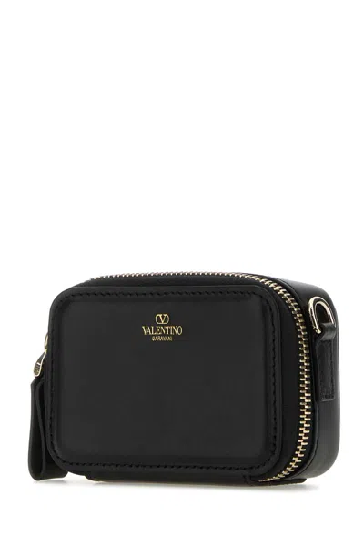 Valentino Garavani Black Leather Wallet In Nero