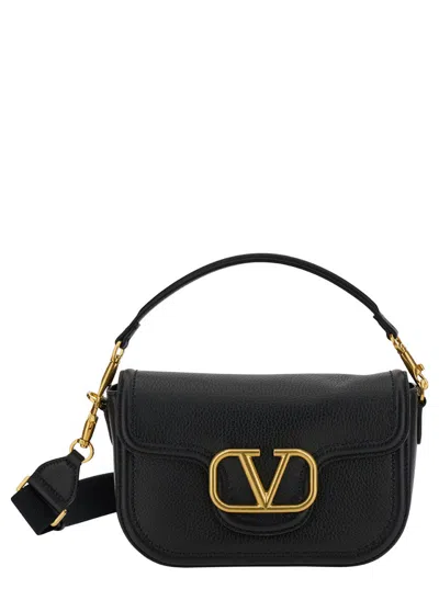 Valentino Garavani Black Loc Leather Shoulder Bag