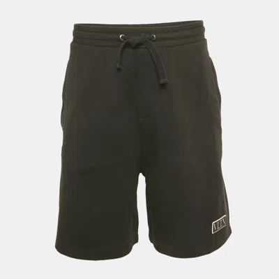 Pre-owned Valentino Black Logo Applique Cotton Shorts Xl