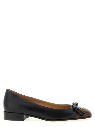 Valentino Garavani Black Logo Ballet Flats