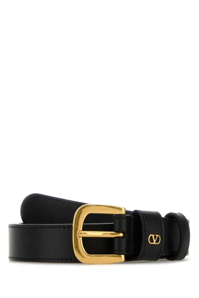Valentino Garavani Dark Brown Leather Belt In Black