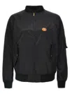 Valentino Nylon Bomber With Leather Patch And Vlogo Detail In Black