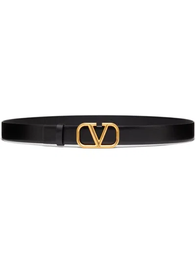 Valentino Garavani Cintura Vlogo Signature In Vitello In Black