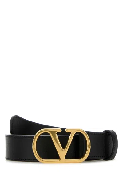 Valentino Garavani Black Logo Buckle Belt