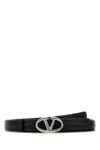 Valentino Leather Belt With Adjustable Length And Silver-tone Hardware In Black