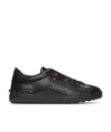 Valentino Rockstud Untitled Studded Leather Sneakers In Black