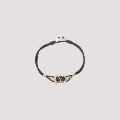 VALENTINO GARAVANI BLACK LOGO CHARM BRACELET