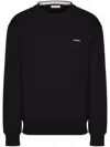 Valentino Felpa Girocollo In Cotone Con Logo Frontale In Black