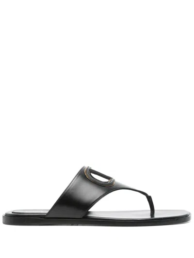 Valentino Garavani Black Logo Cut-out Sandals