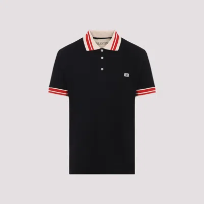 VALENTINO BLACK LOGO PATCH POLO