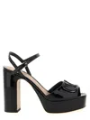 Valentino Vlogo 115 Patent Platform Sandal In Black