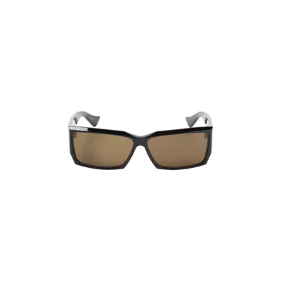 Valentino Black Logo Rectangular Sunglasses In Multi