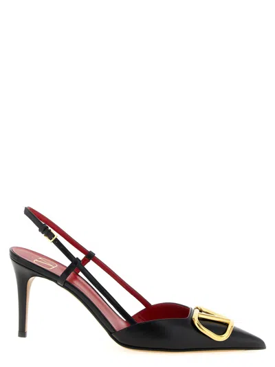 VALENTINO GARAVANI BLACK LOGO SIGNATURE HEELS