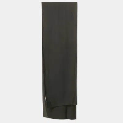 Pre-owned Valentino Garavani Black Logo Silk Crepe Stole