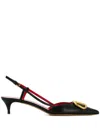 Valentino Pointed Toe Slimback Pump With Vintage-effect Brass Detail In Black