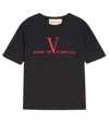 Valentino Black Crew Neck T-shirts In Black